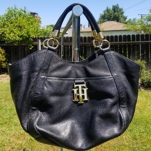 Tommy Hilfiger Small Black Genuine Leather Handbag